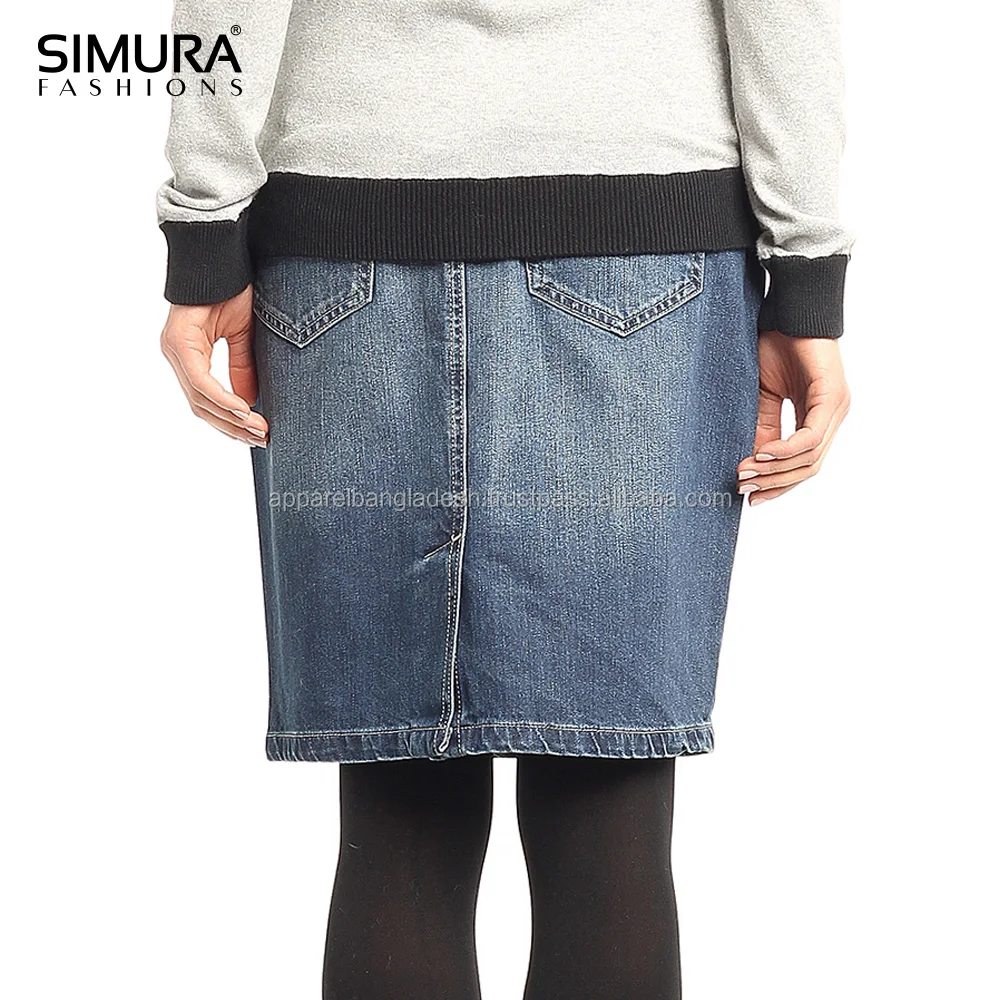 
Cotton Knitted Fabric High Waist Distressed Wash Ripped Mini Skirts 