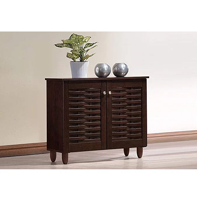 
Wholesale 2-Door Dark Brown Wooden Entryway Shoes Storage Cabinet 