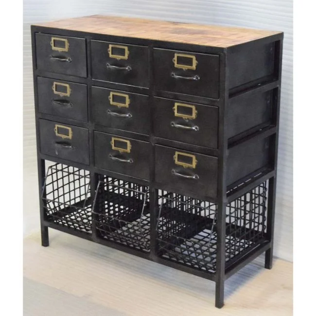 Retro Industrial Antique Iron Multi Drawer Mesh Basket Store Retail Mall Shop Home Kitchen  Living Room Storage Drawer Cabinet