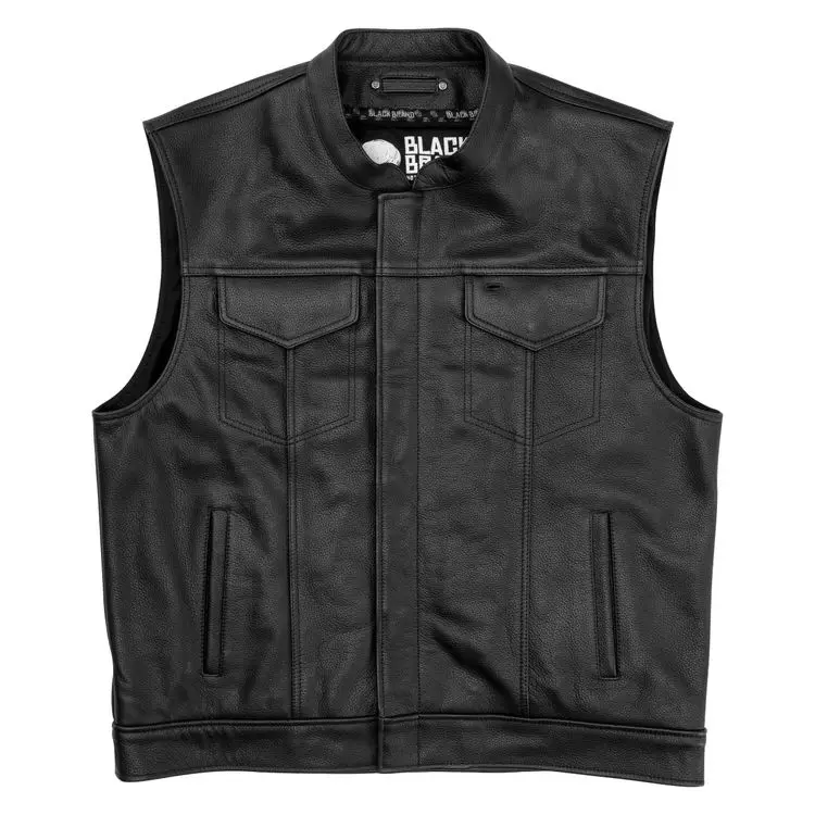 Black Brand Club  Vests Biker Classic Genuine Leather Motorcycle Vest Wholesale Manufacturer