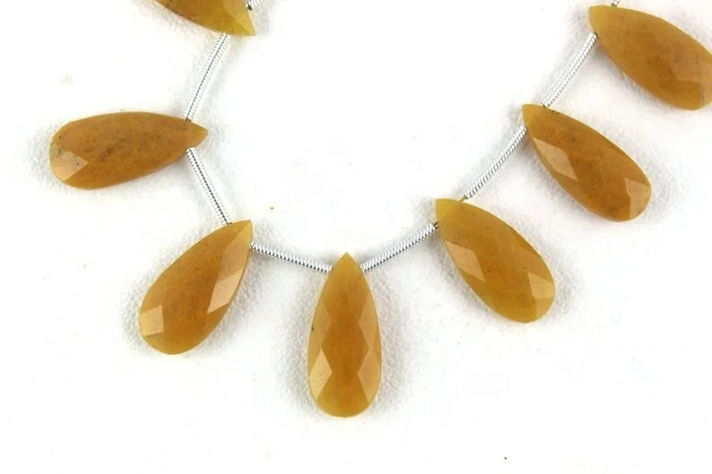 Natural Yellow Aventurine Gemstone Faceted Pear Shape Briolette Beads Making DIY Necklace Baby Pendant Wholesale