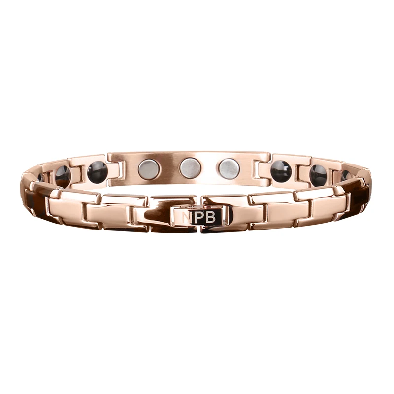 P043 rose gold plated metal power hologram beads infinity antifatigue tourmaline germanium stainless steel bracelets
