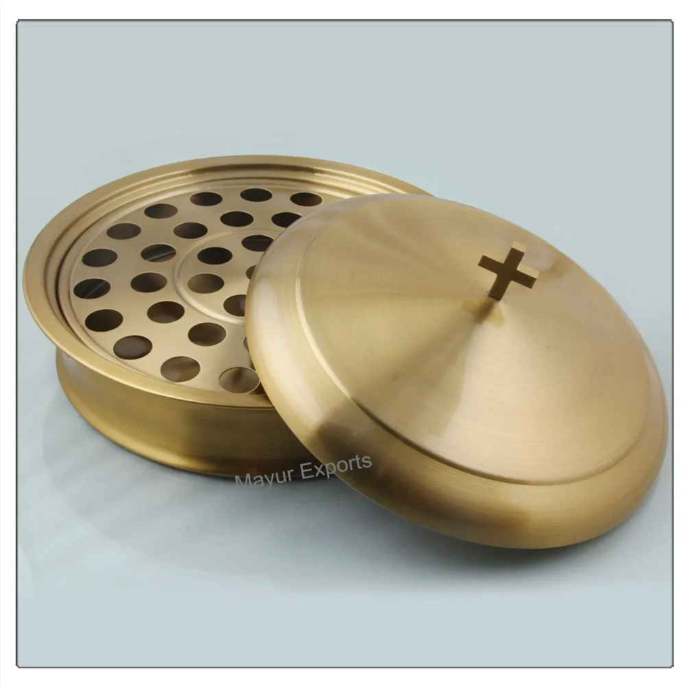High Quality Stainless Steel Brass Finish Communion Tray