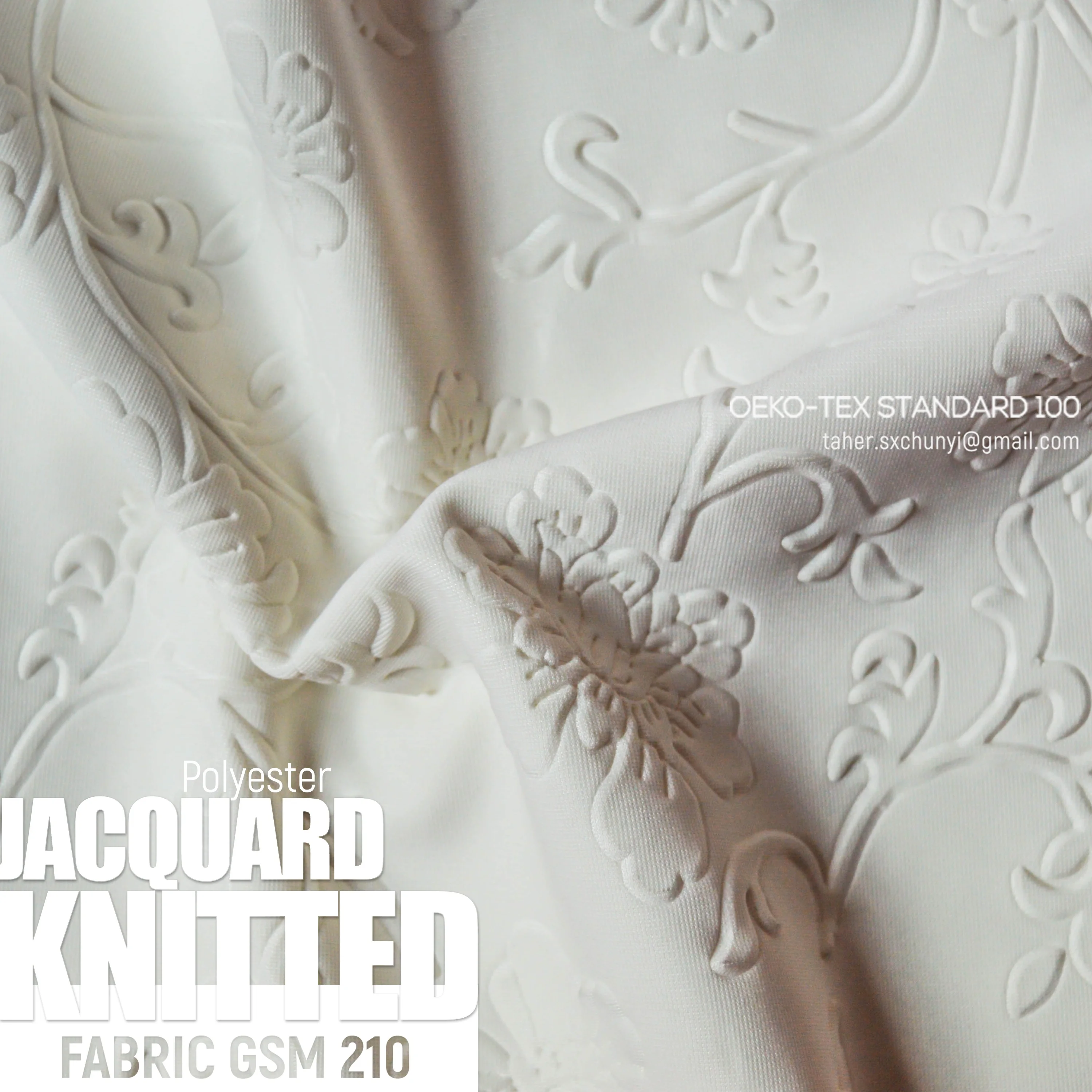 PURE WHITE BLESSING JACQUARD KNITTED FABRIC