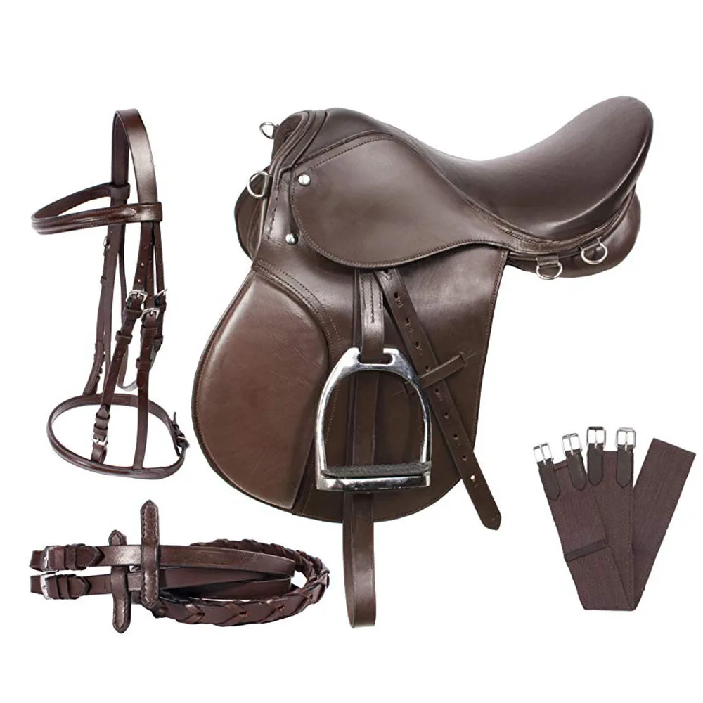 
New Top Quality Brown High Quality Genuine Leather All Purpose Horse Riding English Saddle set/kit by Hami Land Sports 