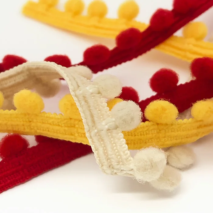 Pompom fringe for decoration of edge trim, many colors available.