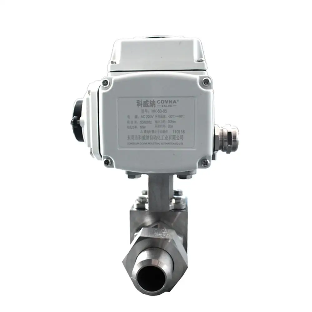 COVNA DN40 1.5 inch 2 Way 24 Volt 5000 PSI High Pressure Stainless Steel Ball Valve with Electric Drive 	 motor ball valve