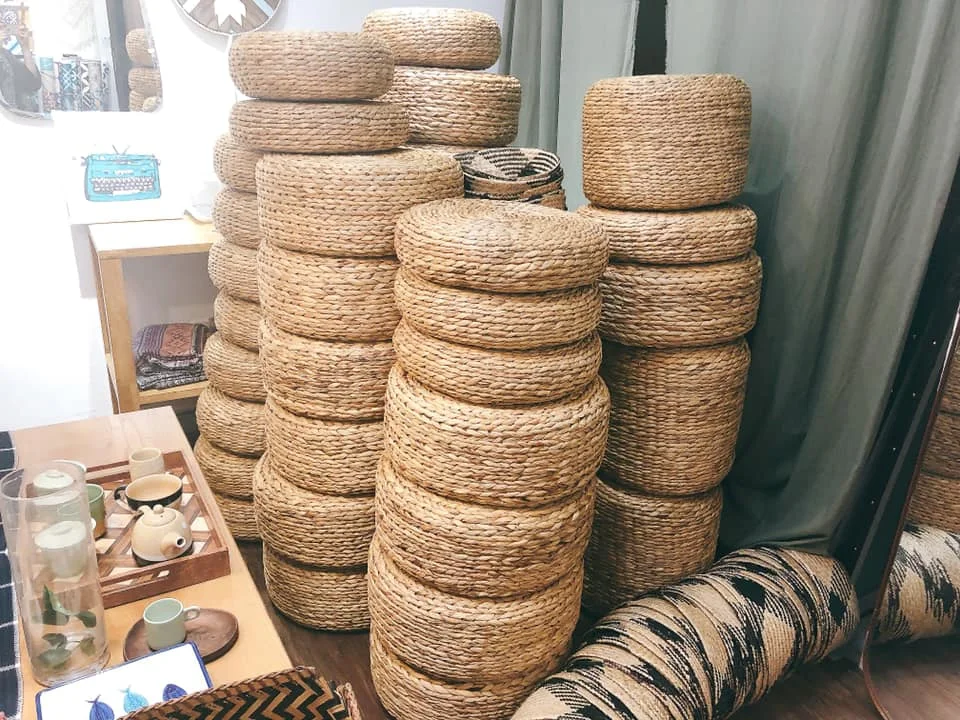 
seagrass ottomans/ water hyacinth chair for living room/ handmade ottomans (Sandy 84587176063) 