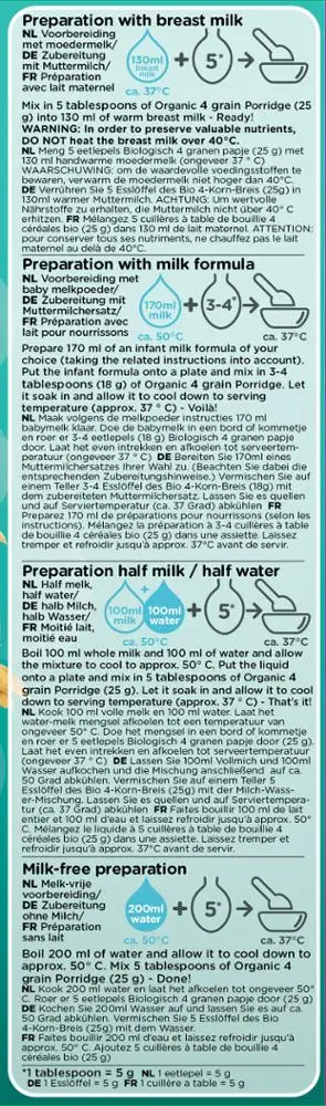 
Brightamin Bio Organic 4 Grains Porridge (Gluten Free ready to mix with water or milk) 