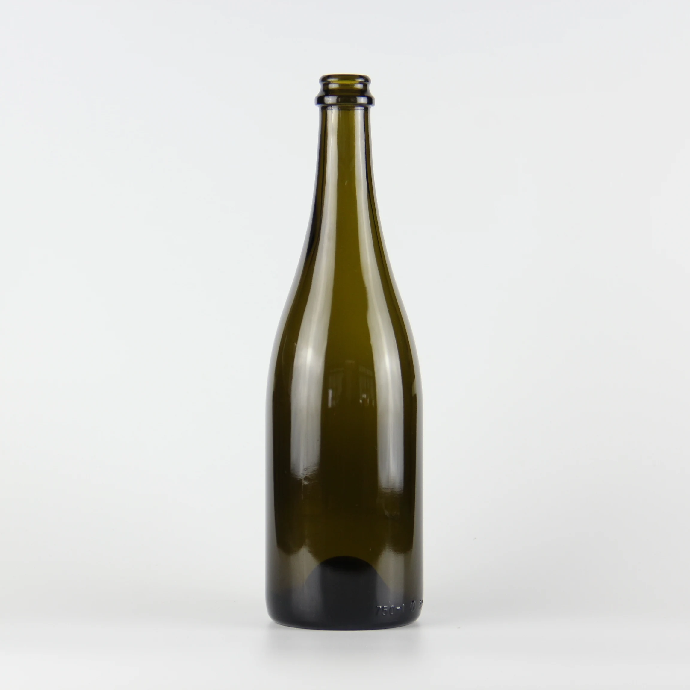 
Hotsale 750ml antique green crown finish champagne wine glass bottle 