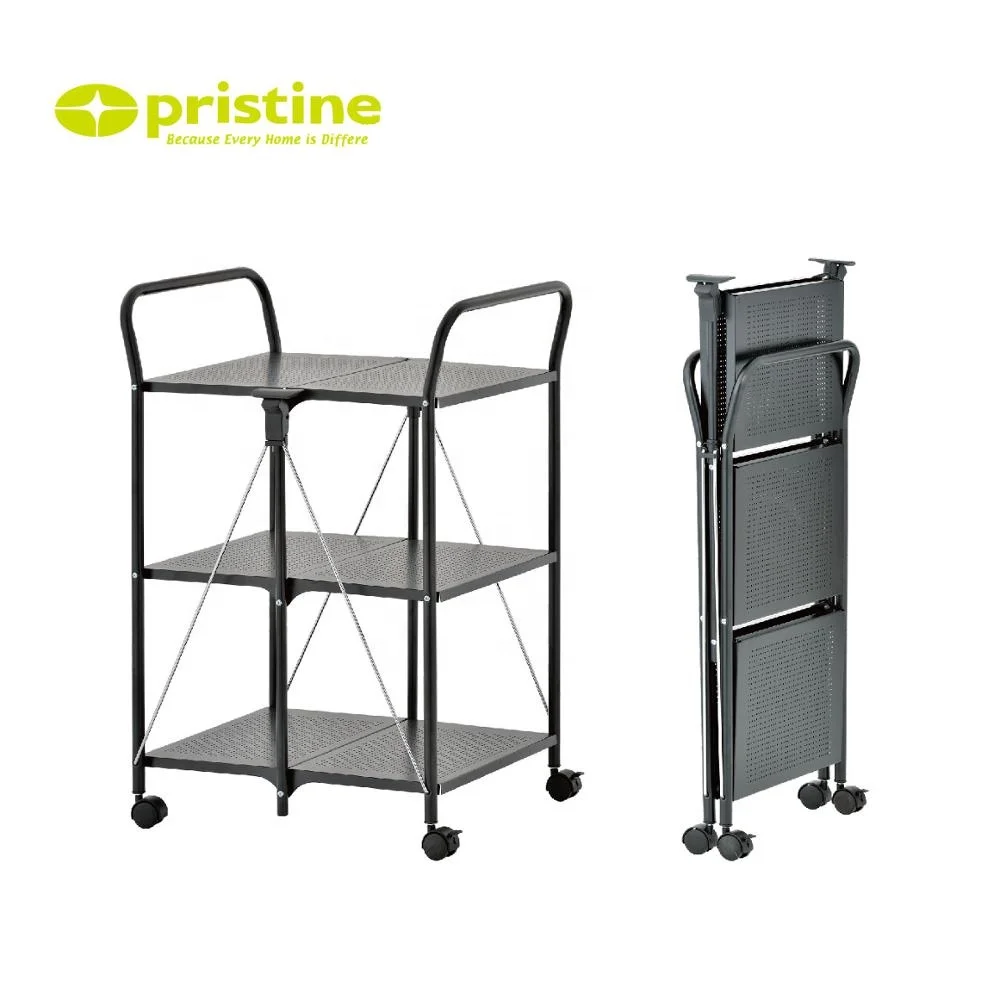 Taiwan Manufacturer Home Kitchen Furniture Round Tube Folding Trolley Kitchen Cart