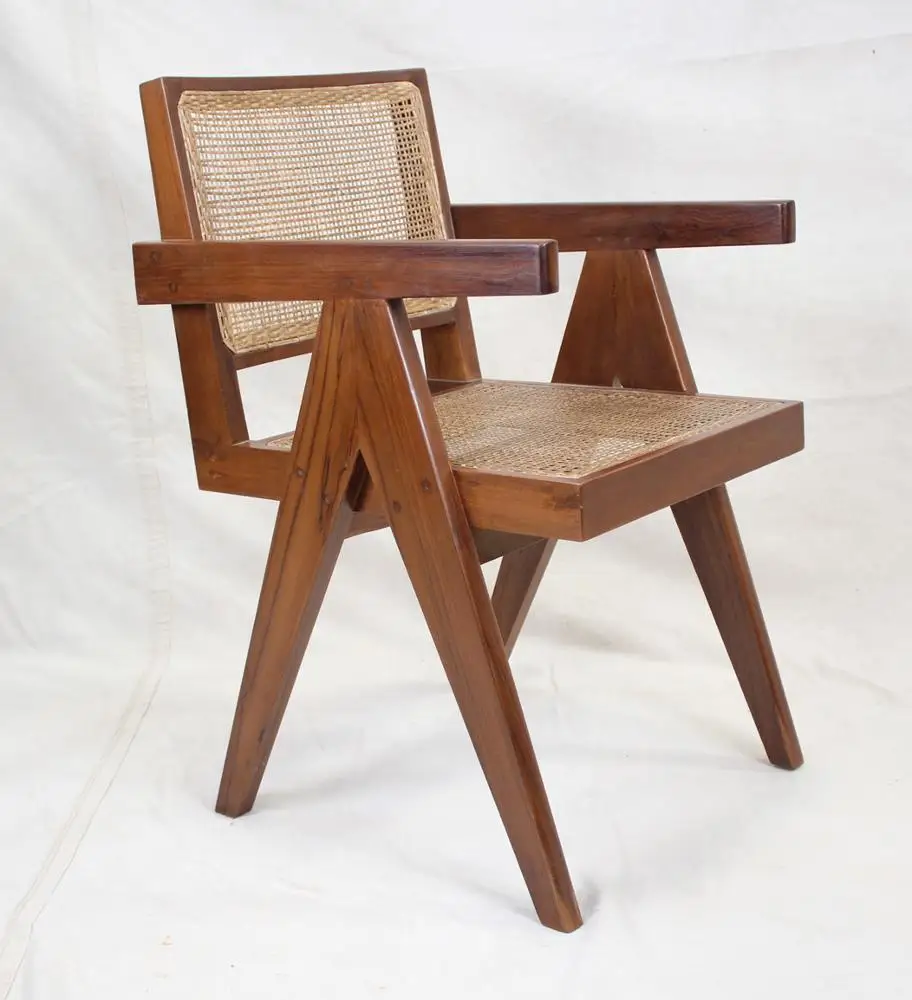 
 Пьер жаннере Ле Корбюзье Реплика король стул сплошной Тиковое дерево высокое качество стул для столовой  