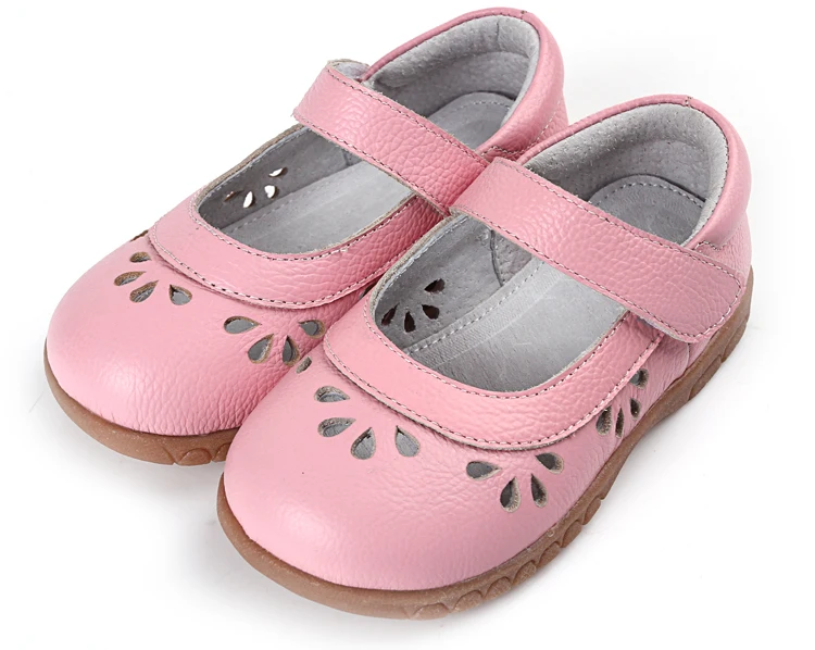 Кожаные розовые летние туфли мэри джейн для маленьких девочек
