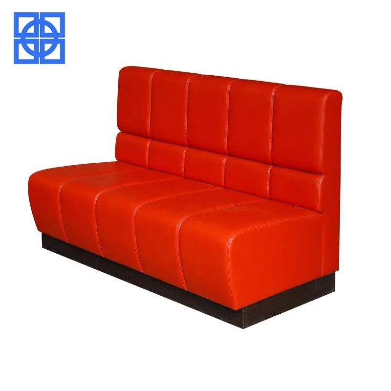 European Style High Temperature Resistance Solid Wood Frame PU Sofa Pink Restaurant Booth Design