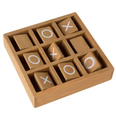 
Tic Tac Toe small wooden travel game with fixed spinning pieces indoor and outdoor game 