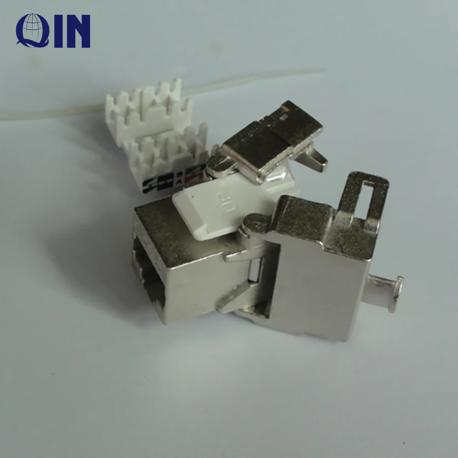 10G 180 degree toolless CAT6A Shielded STP/FTP Keystone module Jack