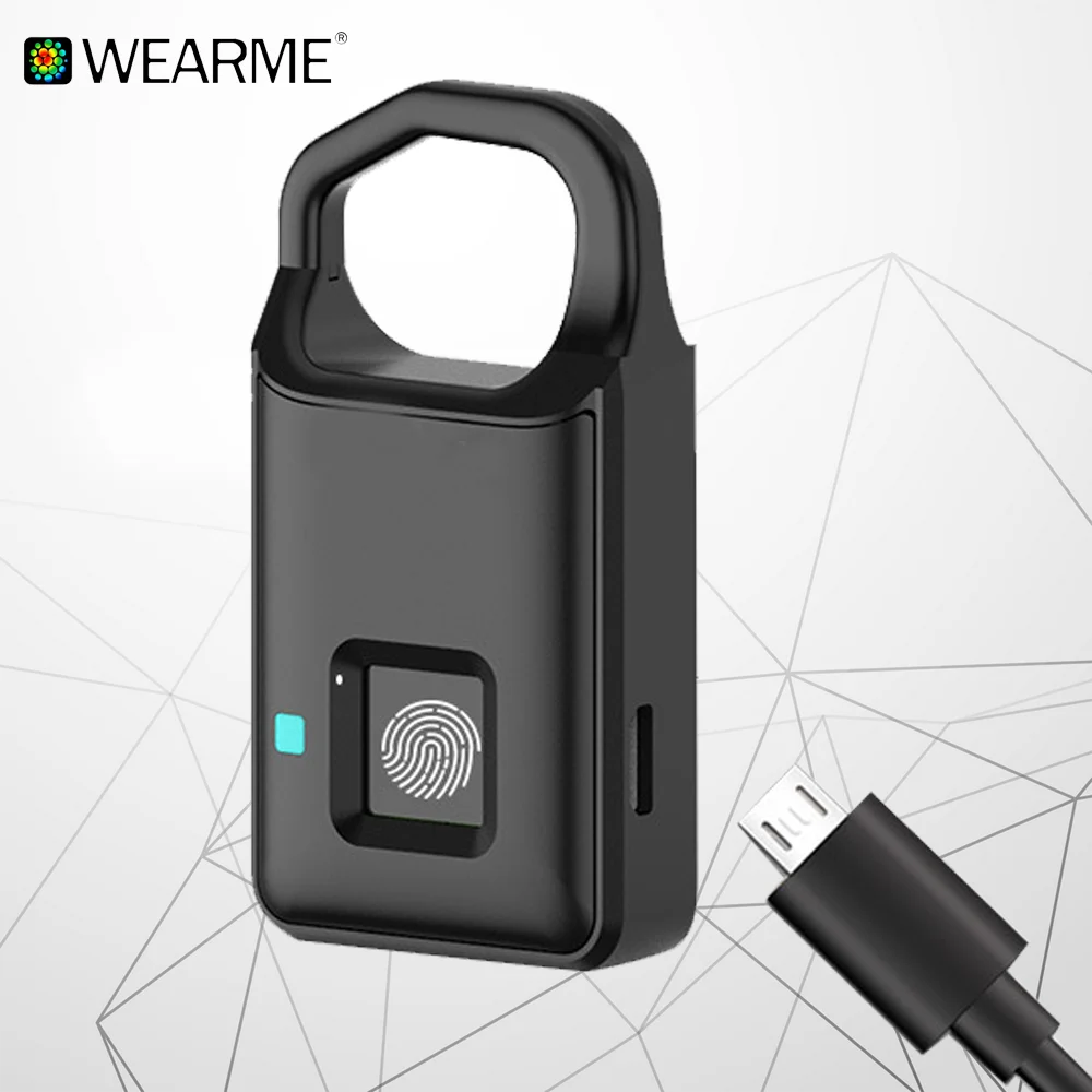 
USB Rechargeable Smart Fingerprint Padlock for Suitcase Gym Locker Cabinet and More 