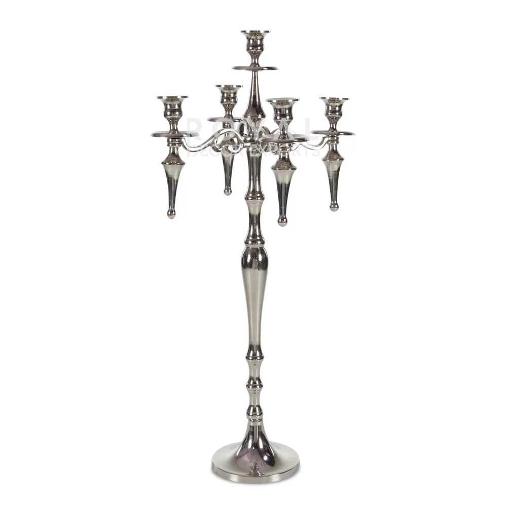 Metal Wrought Floor Standing Candelabra Tall Wedding Centerpieces Candelabra Candle Vessels Table Decoration 5 Arms Candelabra