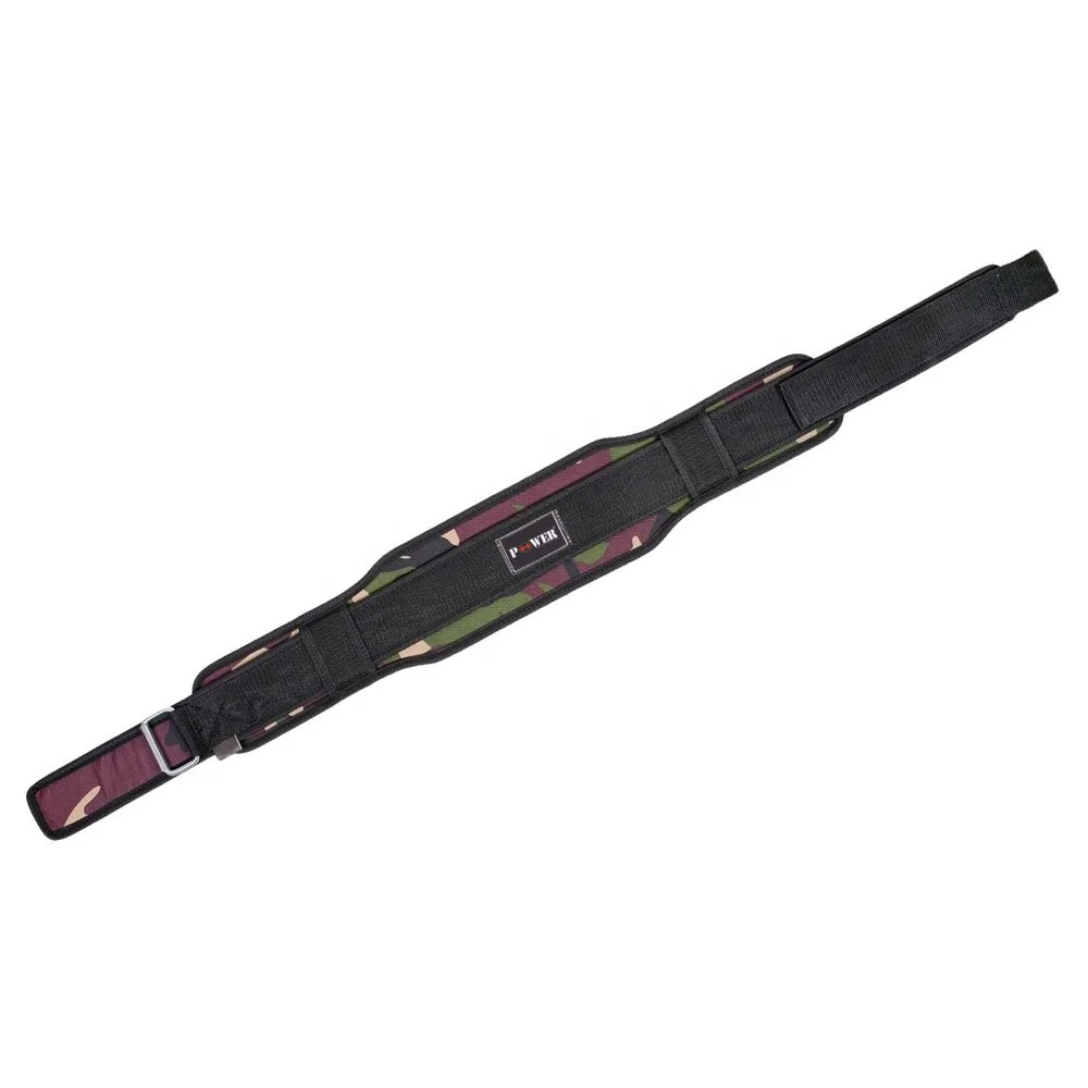 OEM and ODM Manufacturer Gym Fitness Equipment Camouflage Sublimation Neoprene Weightlifting Training Workout Nylon Belt