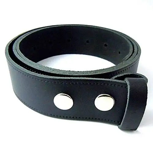
BLACK SNAP-ON ITALIAN DESIGN LEATHER STRAP BELT 