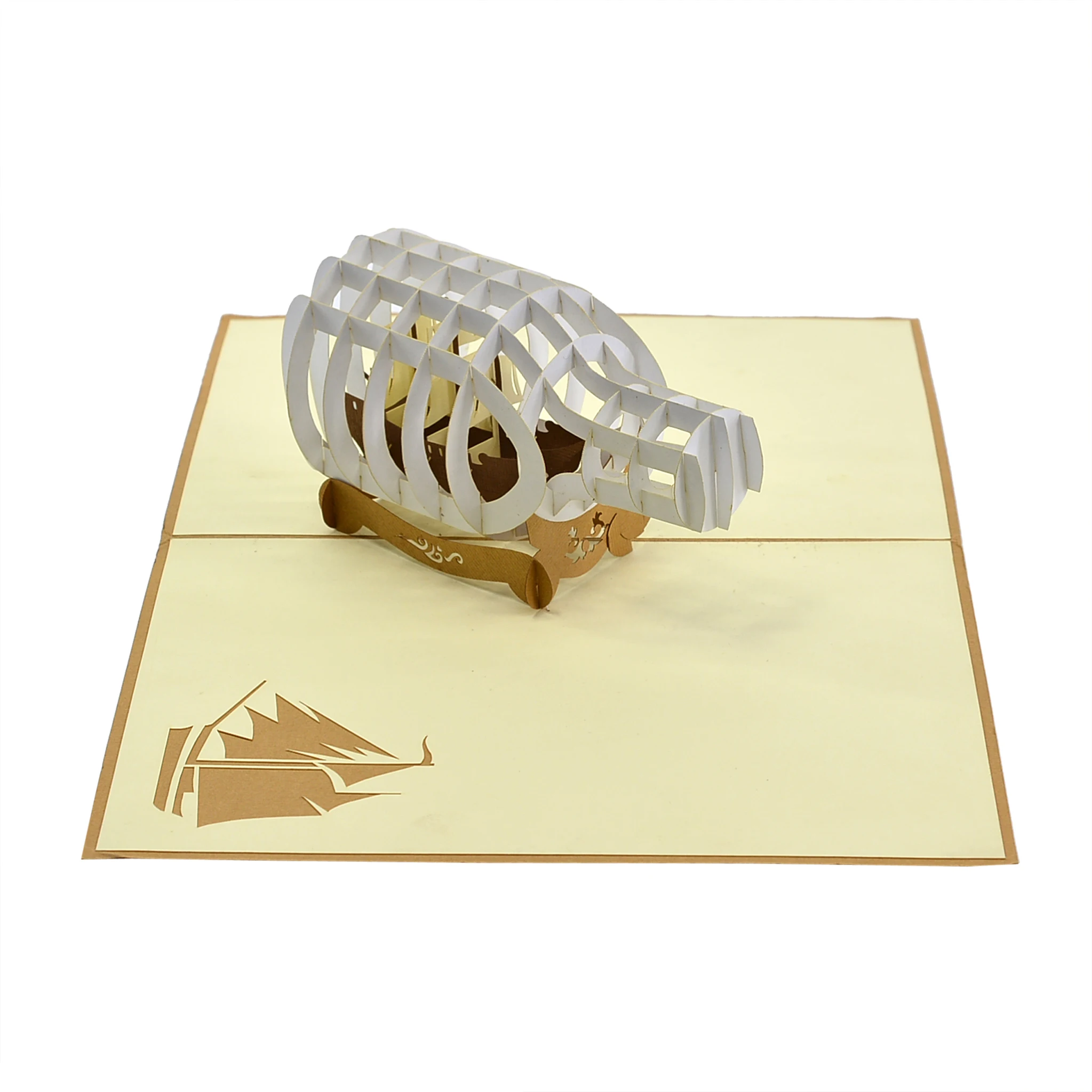 Hot selling product with Model of Boat in the bottle for Christmas 3D greeting pop-up cards For businesses