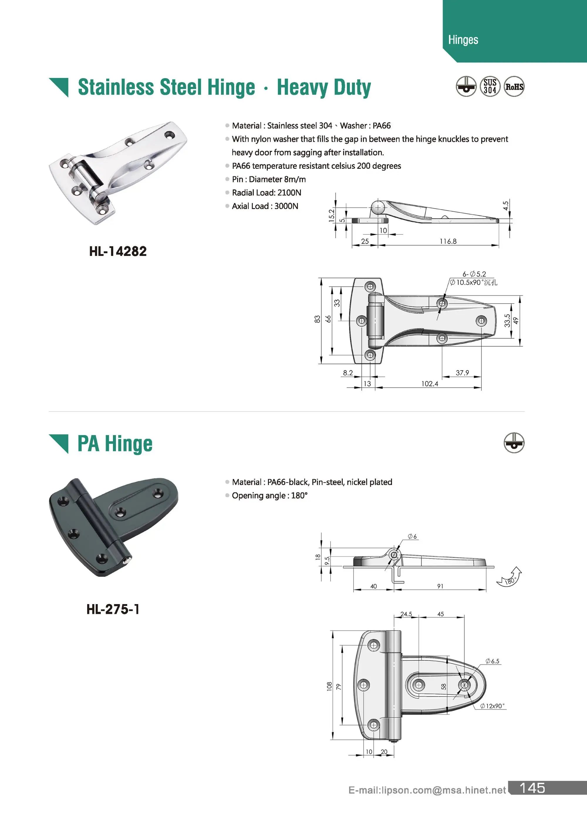 HL-002S SS Industrial Heavy Duty Butt Door hinge for heavy doors