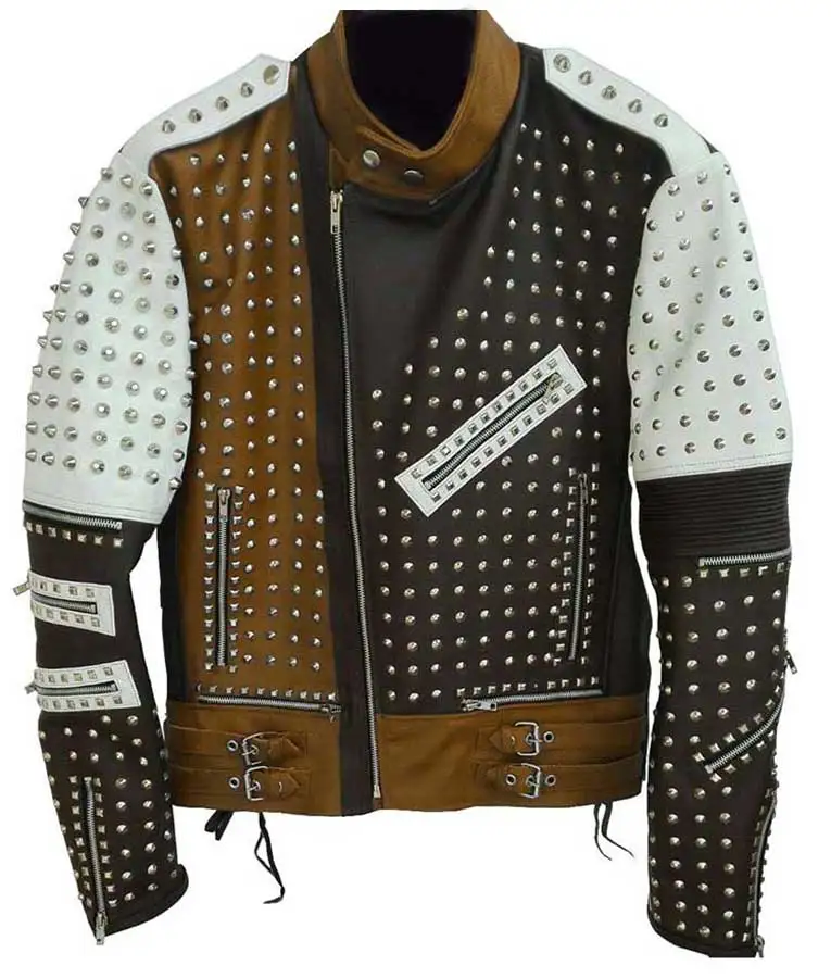 MEN TOP QUALITY Mens Cafe Racer Studded Leather Jackets Men Clothing Slim Long Sleeve Leather Fashion Jacket