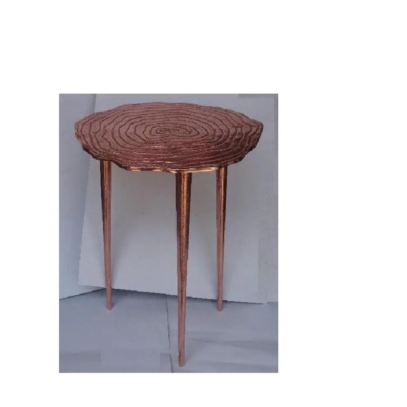 Cast Tripod Side Table in Rose Gold Finish in Aluminium Also Available in Brass and Other Finishes Metal Home Furniture
