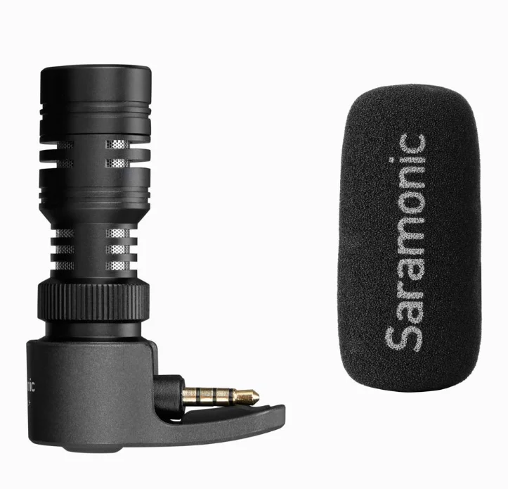 Saramonic SmartMic + компактный направленный микрофон с TRRS разъемом для смартфонов и планшетов с ветровым стеклом из пенопласта
