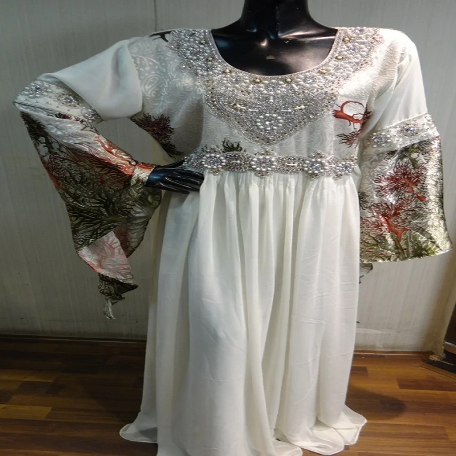 Islamic moroccan velvet embroidery full length muslim kaftan