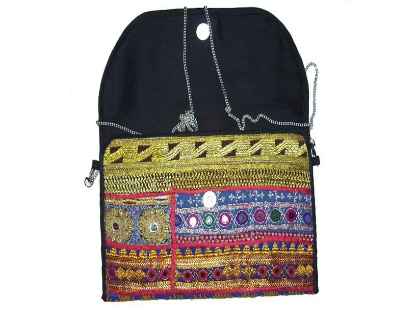 Handmade Indian Embroidered Vintage Bohemian Cotton Tote Gypsy Clutch Purse Tribal Boho Style for All Seasons