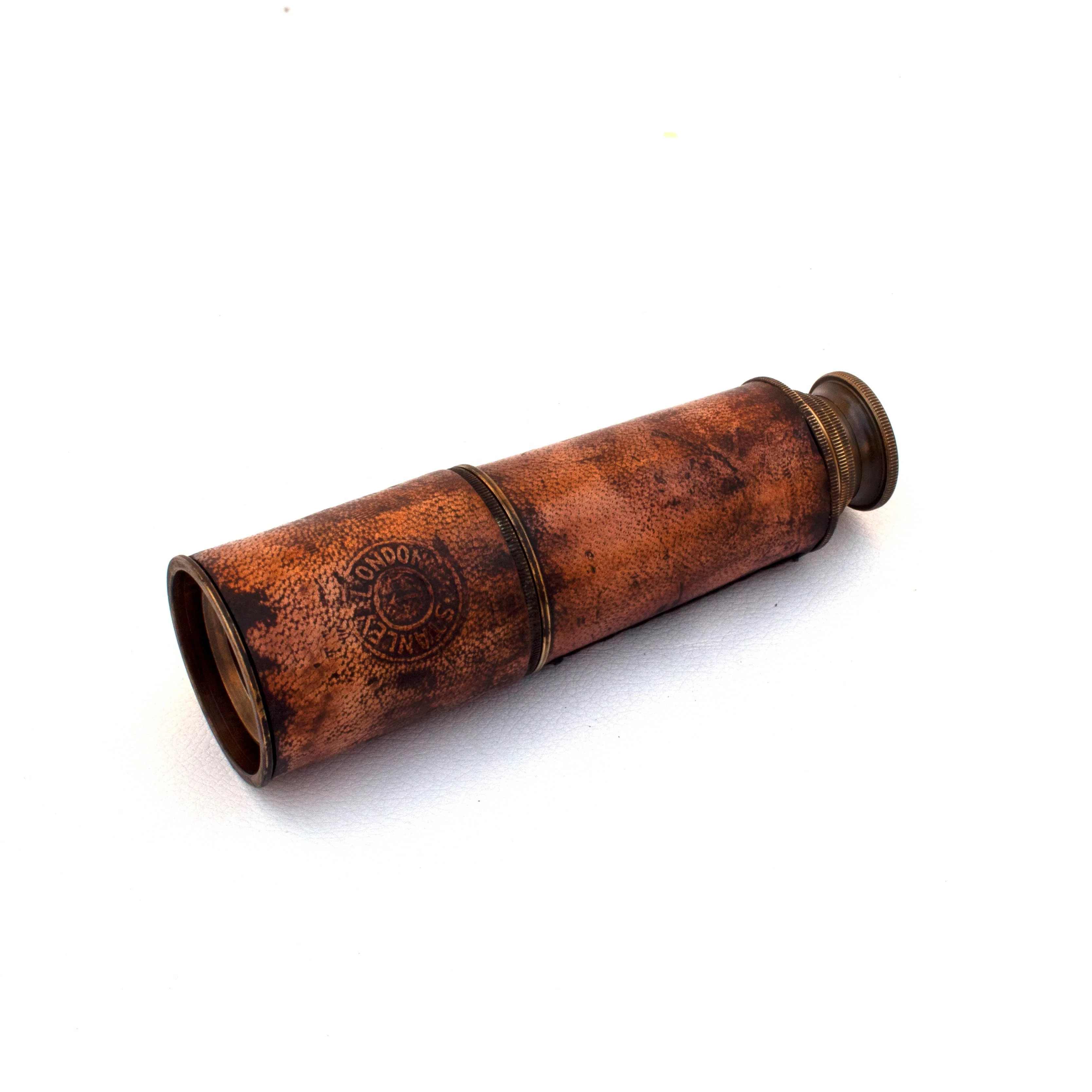 brass antique finish telescope in wooden box leather grip engraved spyglass pirate classic decor monocular nautical