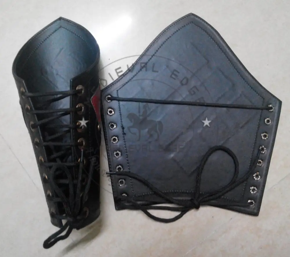 
Medieval Black and Red Archers Leather Arm Guard Medieval Leather Vambrace for sale 
