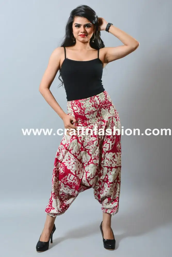 Multi Colored Aladdin Style Trouser - African Style Baggy Pant - Wide Leg Trouser Pant - Cotton Summer Fashion Harem Pant