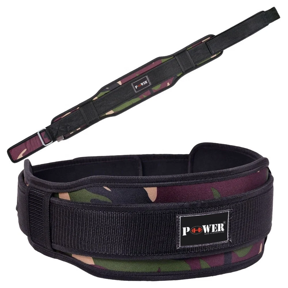 OEM and ODM Manufacturer Gym Fitness Equipment Camouflage Sublimation Neoprene Weightlifting Training Workout Nylon Belt