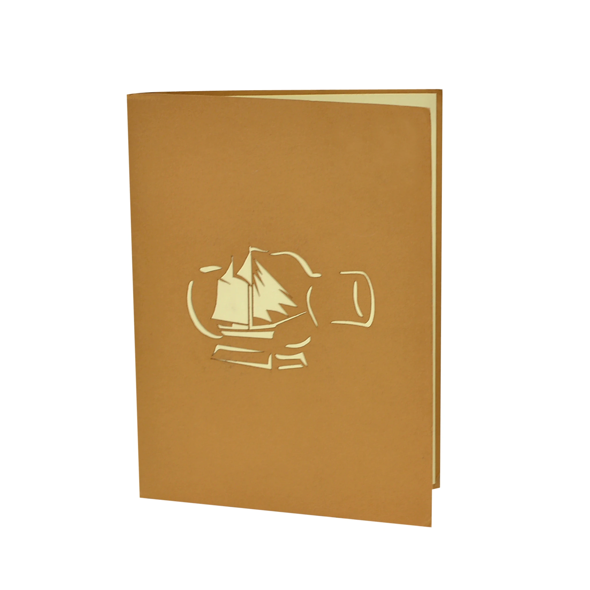 Hot selling product with Model of Boat in the bottle for Christmas 3D greeting pop-up cards For businesses