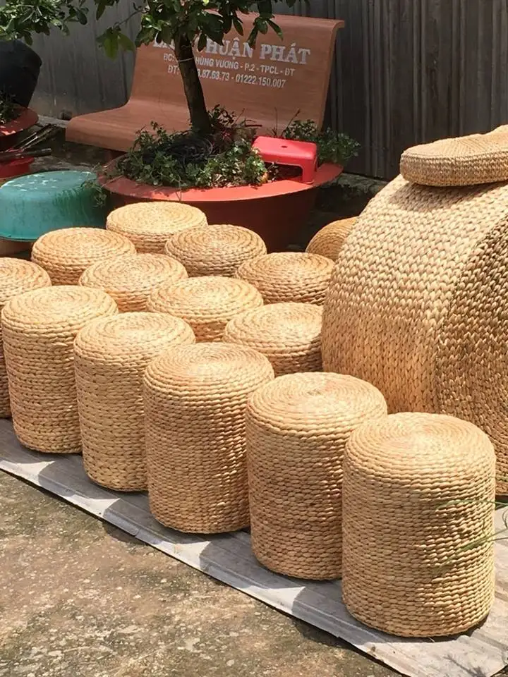 
seagrass ottomans/ water hyacinth chair for living room/ handmade ottomans (Sandy 84587176063) 