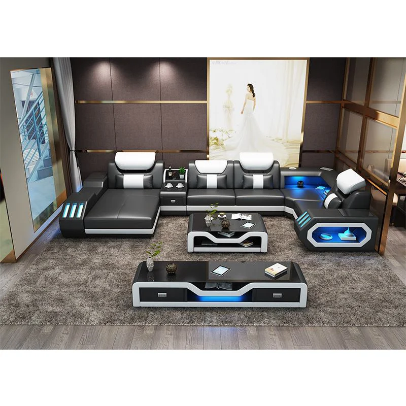 Современная мебель для дома с USB и музыкальным проигрывателем, набор диванов для гостиной с подсветкой