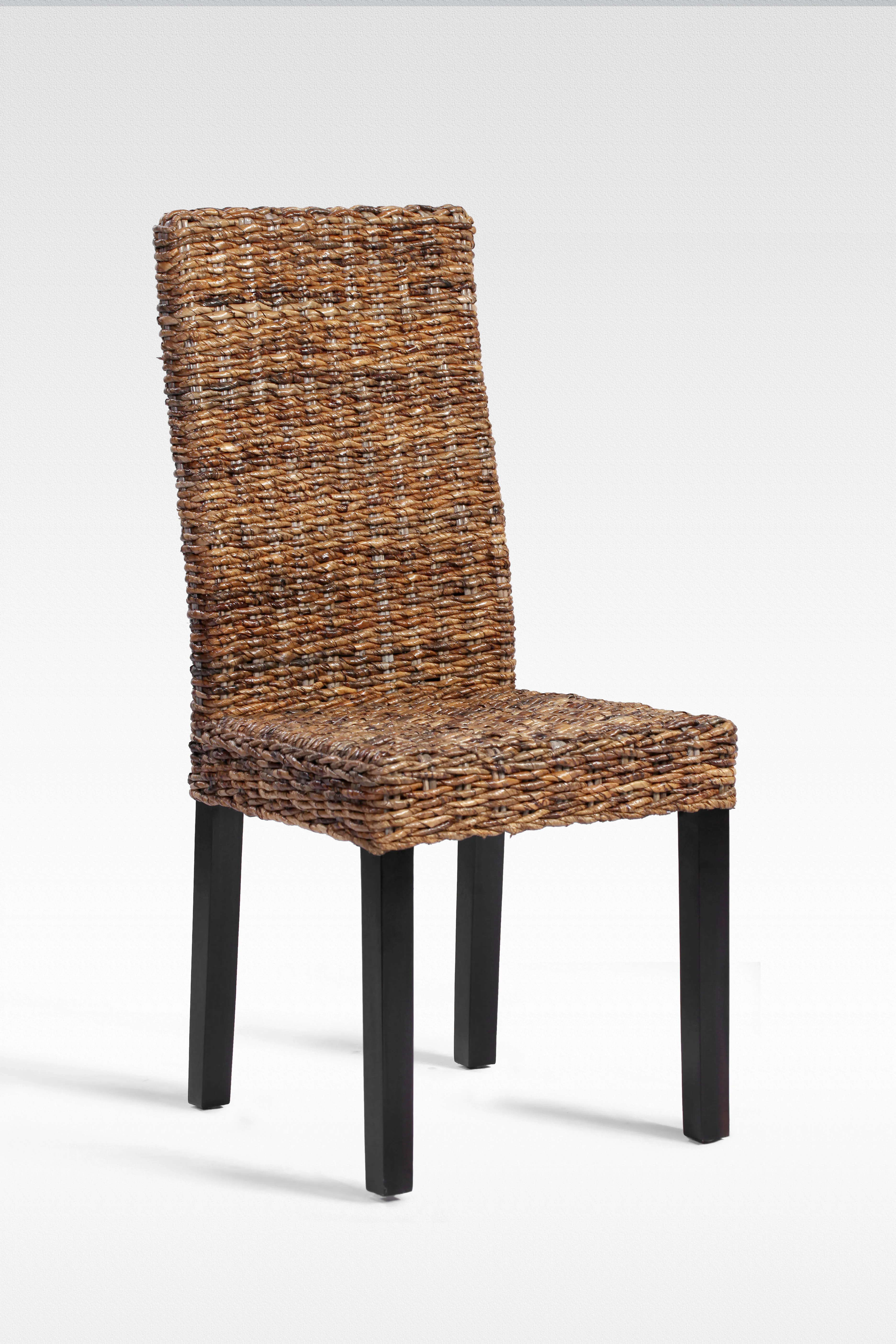 Rattan Dining Chair with Mahogany Wooden Frame Abaca Weaving from Rattan Chair Indonesia