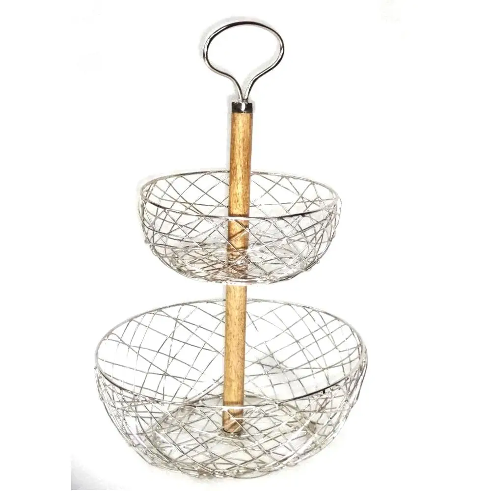Двухярусная железная корзина для хранения фруктов