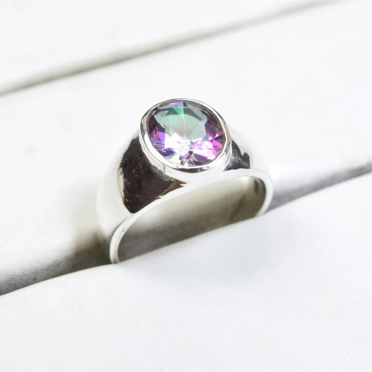 Оптовая Продажа 925 пробы серебряные кольца синий огонь Лабрадорит