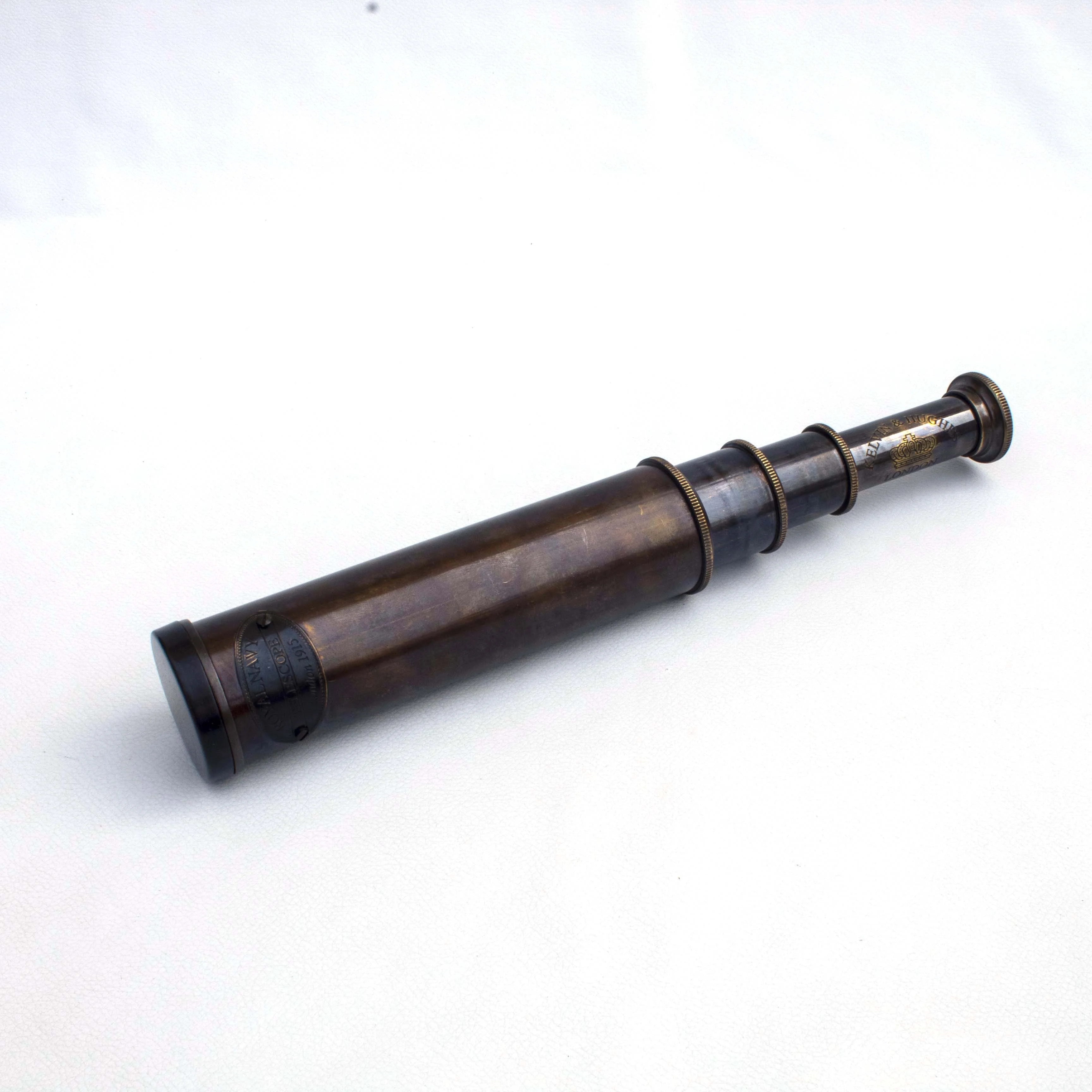 brass antique finish telescope in wooden box leather grip engraved spyglass pirate classic decor monocular nautical