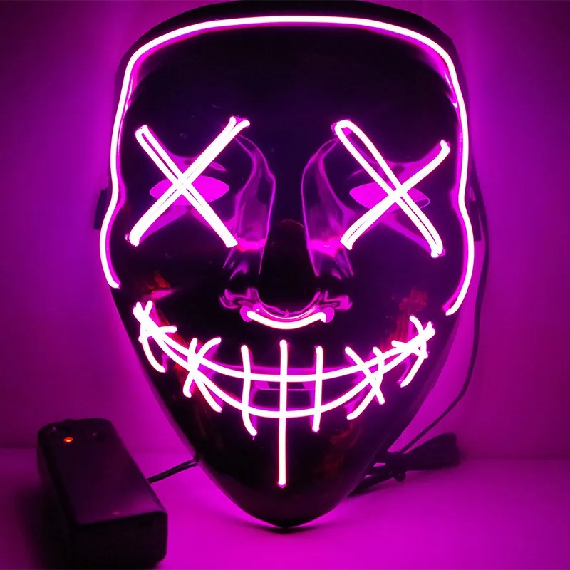 LED Mask Purge Election Mascara Costume DJ Party Light Up Mask Glow In Dark 10 Colors To Choose Led Halloween Mask