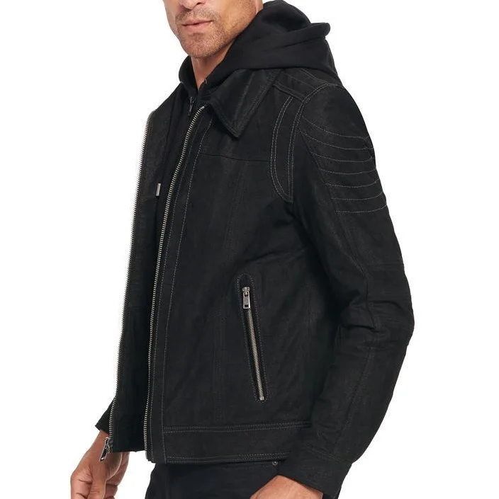 LEATHER VINTAGE HOODED GENUINE LEATHER JACKET Biker Style Motorcycle Jacket | Classic real leather fashion Jacket
