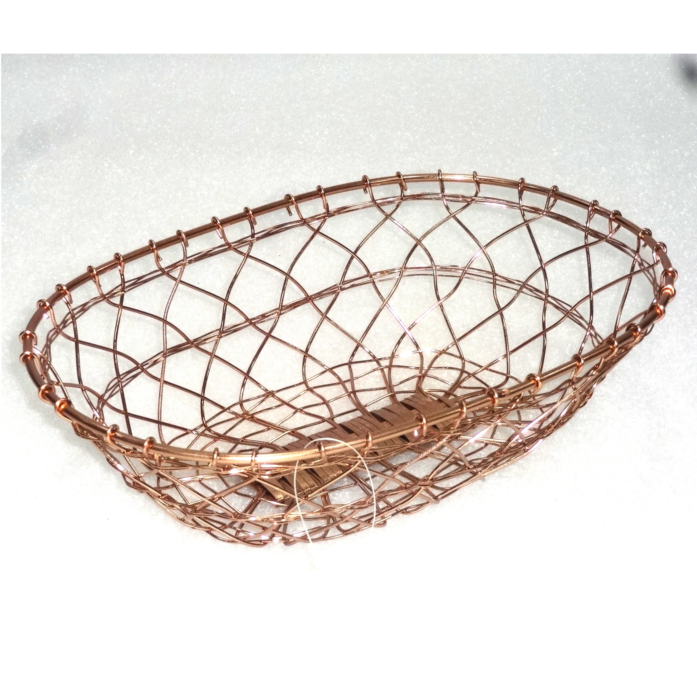 Iron wire rectangle Fruit Storage Basket with wood handle