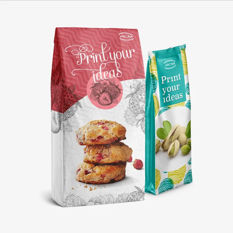 Food Grade Laminated Custom Printed Plastic bags For Pasta or Snacks