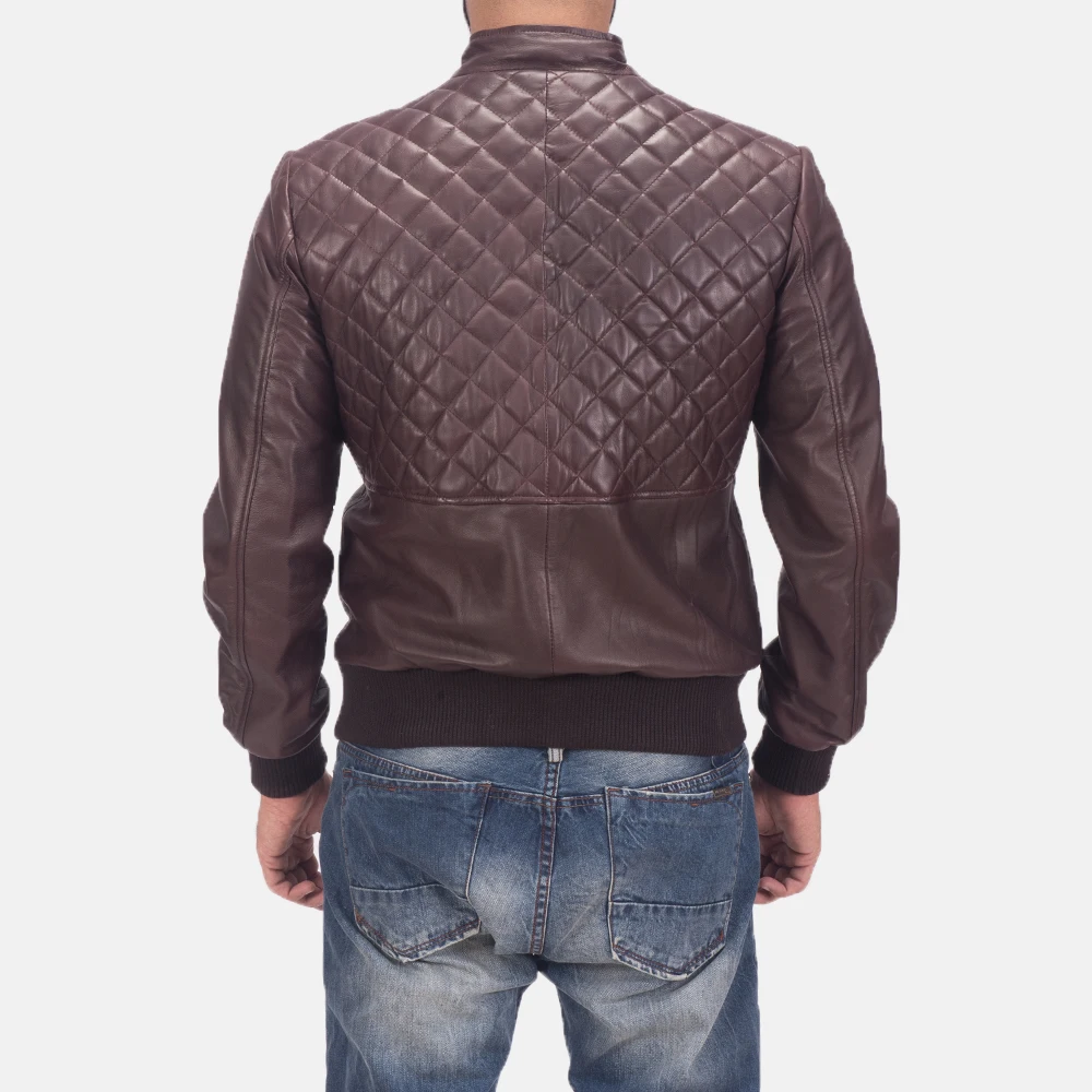 Men Long Sleeve Zipper Thick Leather Jacket Maroon Leather Bomber Jackets Best Price Custom Men Fashion Leather Jacket