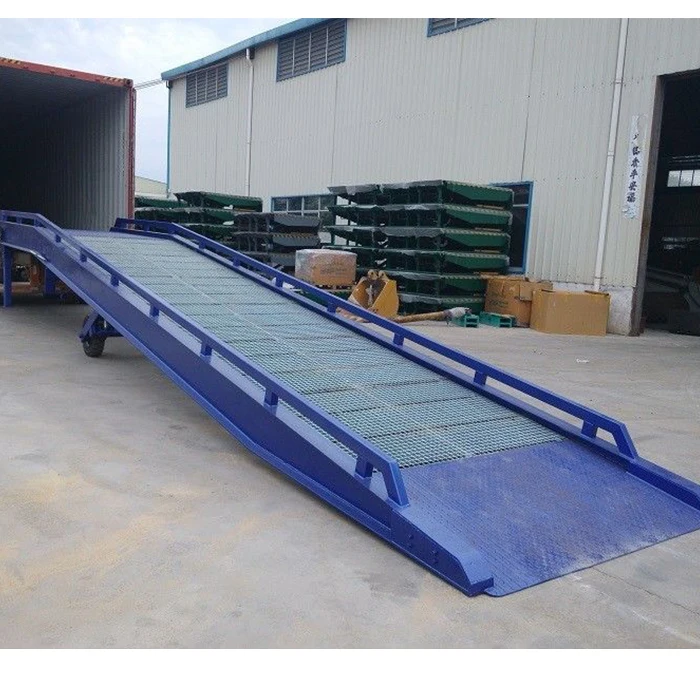 Синяя погрузочная разгрузочная рампа для транспортного средства