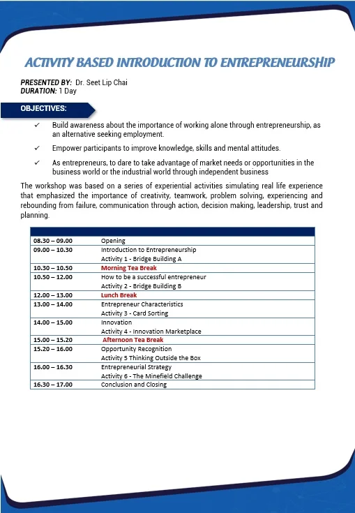 
TECHNOPRENEURSHIP TRAINING WORKSHOP 2019 