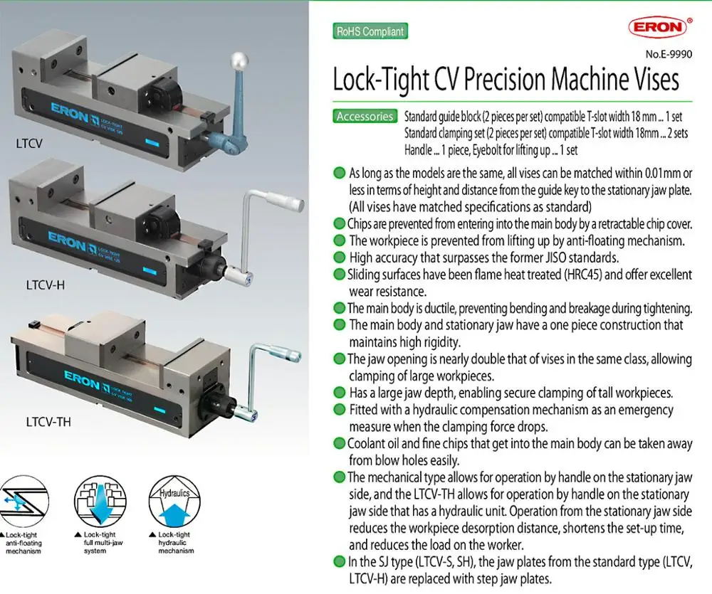 NABEYA LOCK-TIGHT CV SERIES  PRECISION MACHINE VISES  LTCV-TH 160-200